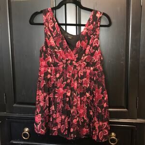Express Boho Hippie CottageCore Goth Black Red floral Summer Top Tank Medium